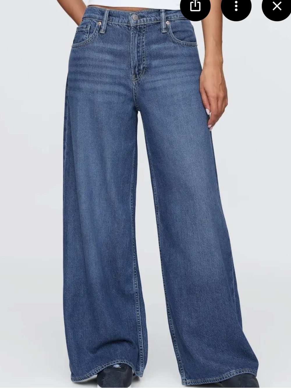 GAP Blue Wide-Leg Denim Jeans with Copper Button